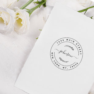 Maak Je Eigen Moderne Ronde Retour Adres Rubberstempel