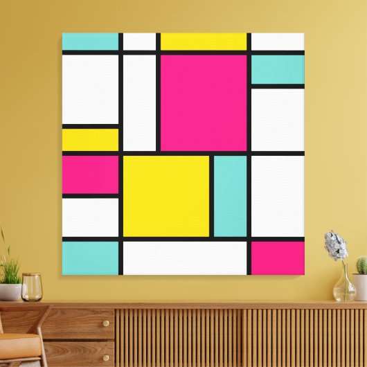 Maak je eigen Mondriaanse moderne kunst abstract Canvas Afdruk (Insitu (Woonkamer))