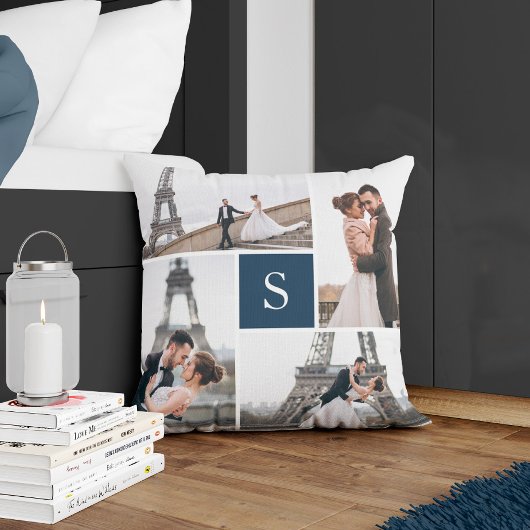 Maak je eigen monogram 5-foto collage kussen