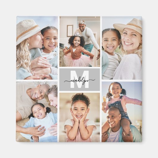 Maak je eigen Monogram 6 Fotocollage Magneet (Voorkant)