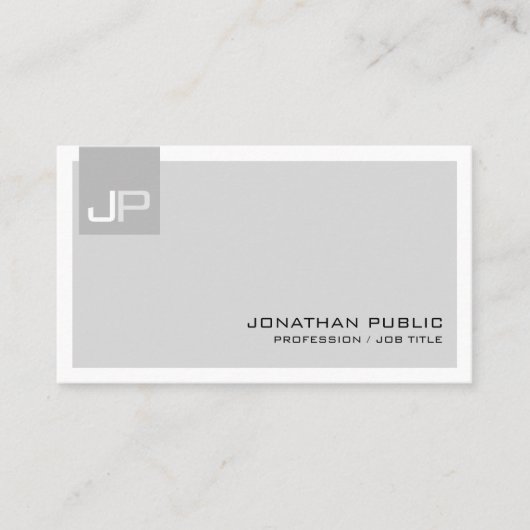 Maak Je Eigen Monogram Elegant Modern Visitekaartje (Voorkant)