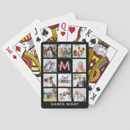 Maak Je Eigen Monogram Foto Collage Pokerkaarten (Achterkant)