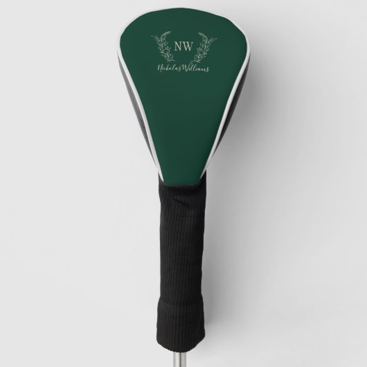 Maak je eigen monogram gepersonaliseerd donkergroe golfheadcover (Voorkant)