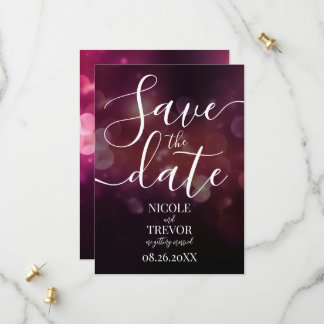 Maak Je Eigen Mooie Donkerroze Bokeh Trouwkaart Save The Date
