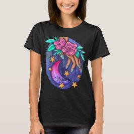 Maak Je Eigen Mooie Maan, Sterren, Rozen Hand T-shirt