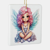 Maak Je Eigen Mooie Roze en Blauwe Kerstengel Keramisch Ornament (Rechts)