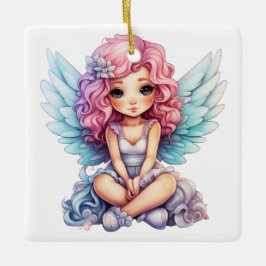 Maak Je Eigen Mooie Roze en Blauwe Kerstengel Keramisch Ornament