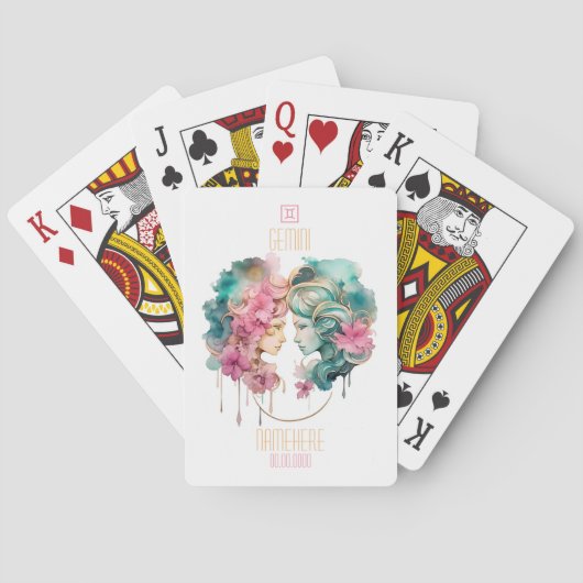 Maak Je Eigen Mooie Tweeling Sterrenbeeld Pokerkaarten (Achterkant)