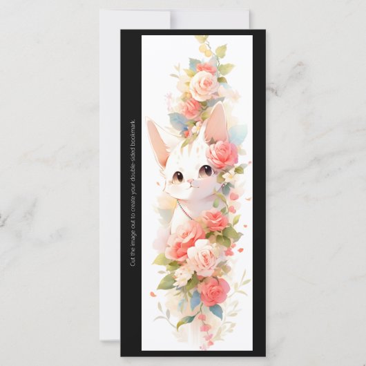 Maak Je Eigen Moppige Kittenrozen Bookmarkkaart (Voorkant)