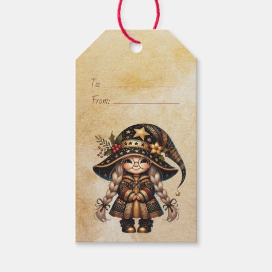 Maak Je Eigen Moppige Magische Kerst Dwerg Cadeaulabel (Voorkant)