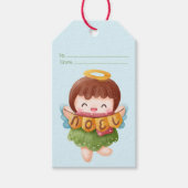 Maak je eigen moppige Noel-engel Kerstmis Cadeaulabel (Voorkant)
