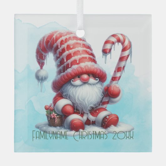 Maak je eigen moppige pepernoot Kerstgnome Glas Ornament (Voorkant)