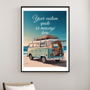 Maak Je Eigen Motiverende Spreuk-Retro Strandbusje Poster