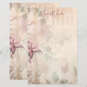 Maak Je Eigen Muzikale Roze Bloementuin Briefpapier (Voorkant / Achterkant)