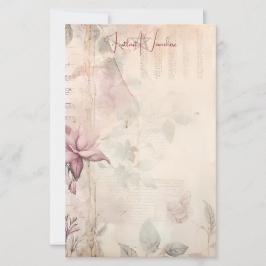Maak Je Eigen Muzikale Roze Bloementuin Briefpapier (Voorkant)