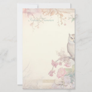 Maak Je Eigen Mystieke Uil Roze Tropische Bloemen Briefpapier
