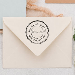 Maak Je Eigen Naam Moderne Ronde Retouradres  Rubberstempel