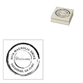 Maak Je Eigen Naam Moderne Ronde Retouradres Rubberstempel (Gestempeld)