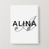 Maak je eigen naam monogram ontwerp rechthoek button (Voorkant)