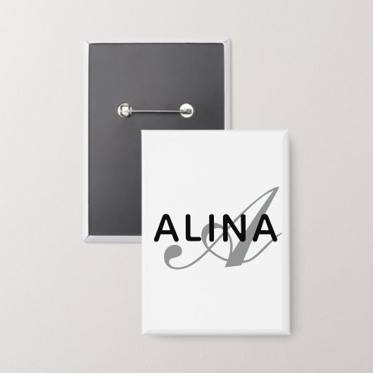 Maak je eigen naam monogram ontwerp rechthoek button (Voorkant / Achterkant)