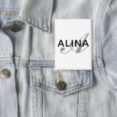 Maak je eigen naam monogram ontwerp rechthoek button (Insitu)
