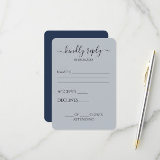 Maak je eigen Navy Blue Aanpasbare RSVP Kaartje
