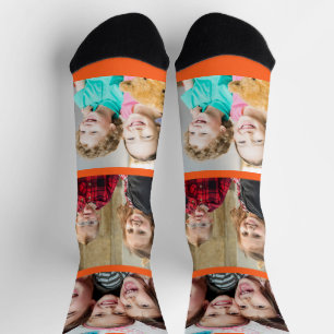Maak je eigen neon oranje lijn 3 foto collage  sokken