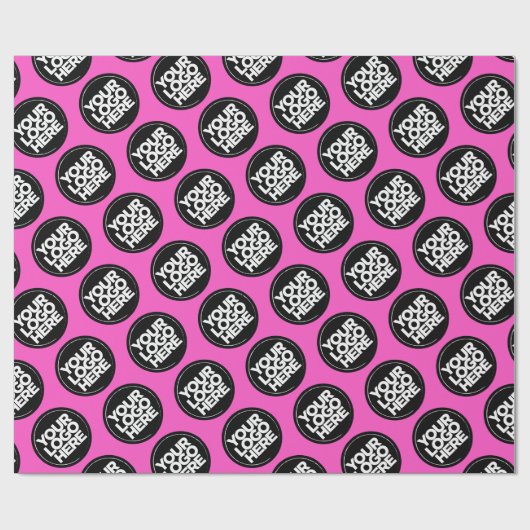 Maak je eigen neonroze herhalende logo-achtergrond cadeaupapier (Vlak)