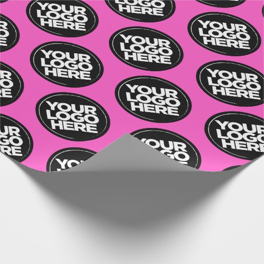 Maak je eigen neonroze herhalende logo-achtergrond cadeaupapier (Hoek)