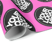 Maak je eigen neonroze herhalende logo-achtergrond cadeaupapier (Rol Hoek)