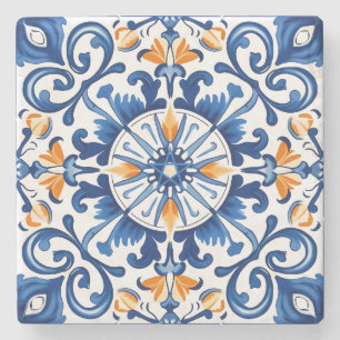 Maak je eigen nep geschilderde blauwe sinaasappelb stenen onderzetter