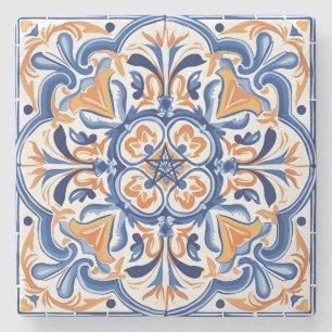 Maak je eigen nep geschilderde Cadet Blauw Oranje Stenen Onderzetter