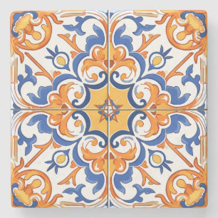 Maak je eigen nep geschilderde rode oranje blauwe  stenen onderzetter