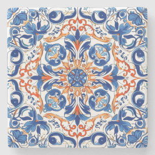Maak Je Eigen Nep Geschilderde Rood Oranje Blauw Stenen Onderzetter