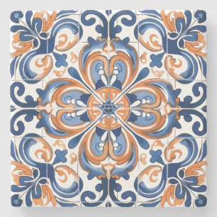 Maak je eigen nep geschilderde schemerblauw oranje stenen onderzetter