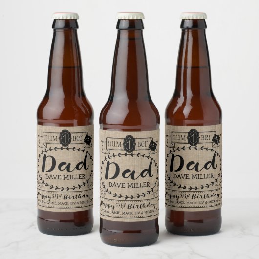Maak je eigen nummer 1 papa verjaardag leuk monogr bier etiket (Flessen)