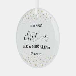 Maak je eigen onze eerste kerst getrouwd glas ornament