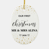 Maak je eigen onze eerste kerst getrouwd keramisch ornament (Voorkant)