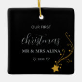 Maak je eigen onze eerste kerst getrouwd keramisch ornament (Voorkant)