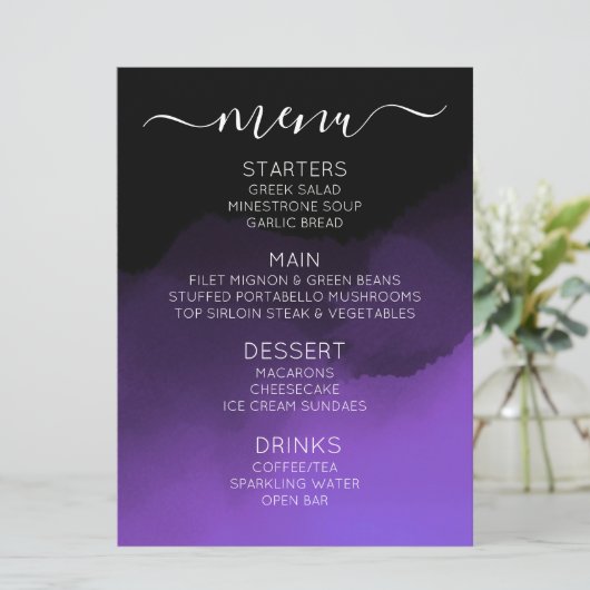 Maak je eigen op maat gemaakte donkere kleurige om menu (Staand voorkant)