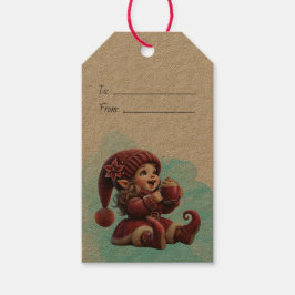 Maak je eigen opgewonden vintage Kerstgnome Cadeaulabel