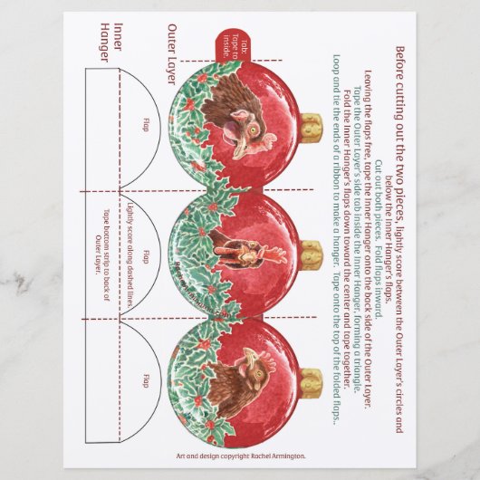 Maak je eigen opvouwbare kip kerst ornament (Voorkant)