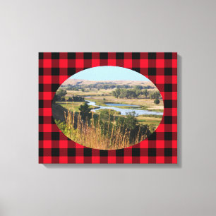 Maak Je Eigen Ovale Landschapsfoto Buffalo Plaid Canvas Afdruk