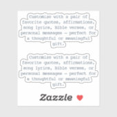 Maak Je Eigen Paar Aangepaste Citatelied Blue XS Sticker (Vel)