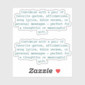Maak Je Eigen Paar Aangepaste Citateliedjes Teal X Sticker (Vel)