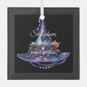 Maak Je Eigen Paarse Bejeweled Herfst Heksenhoed Glas Ornament