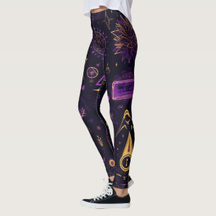 Maak Je Eigen Paarse & Gouden Heidense Symbolen Zw Leggings