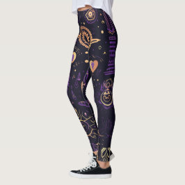 Maak Je Eigen Paarse & Gouden Heilige Symbolen Zwa Leggings