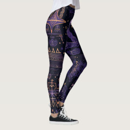 Maak Je Eigen Paarse & Gouden Hekserige Symbolen Z Leggings