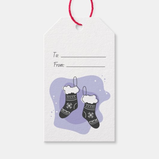 Maak je eigen paarse kousen Kerstmis Cadeaulabel (Voorkant)